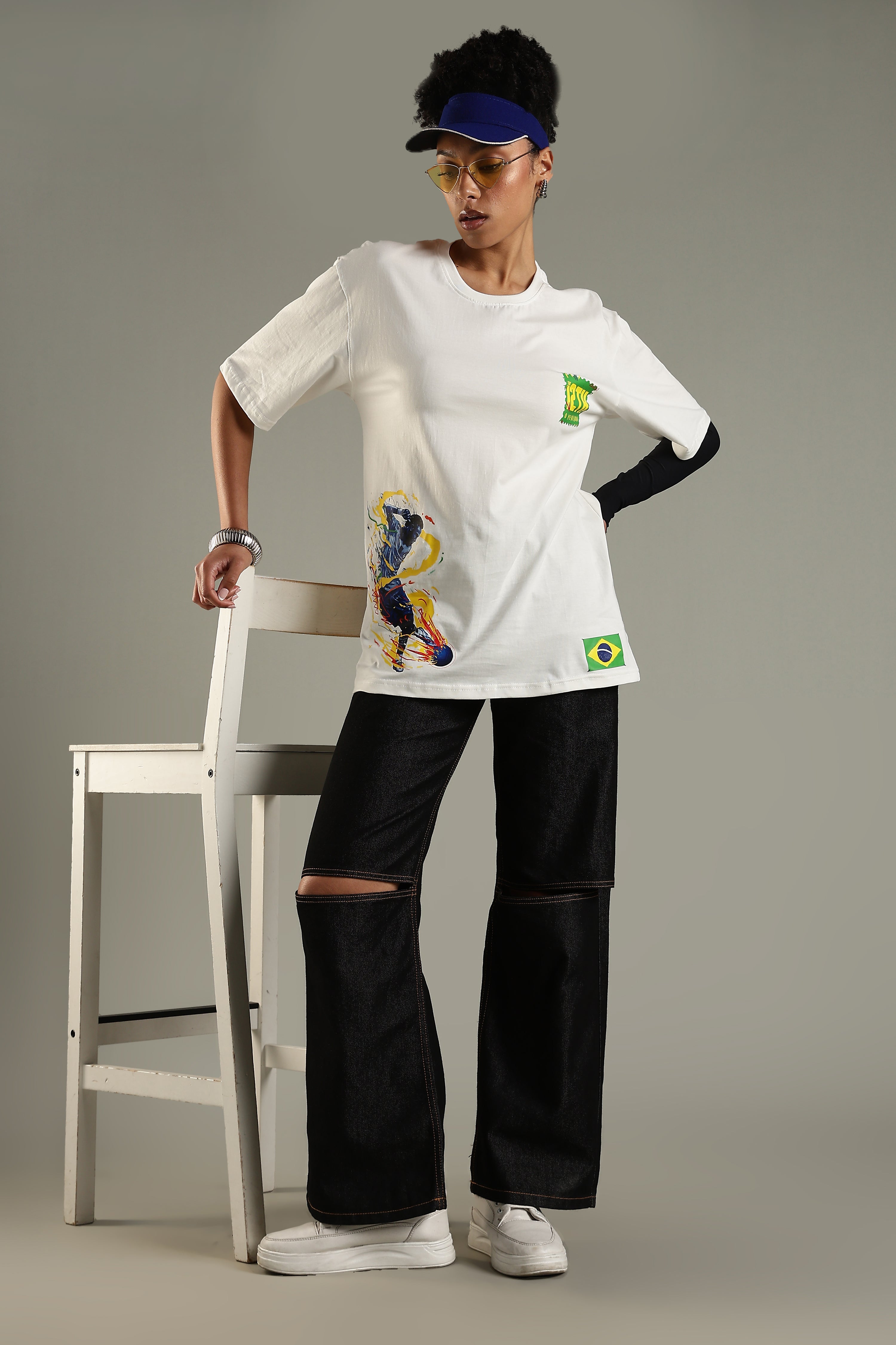 O MENINO | Neymar | Unisex Oversized Graphic T-Shirt | Drop-Shoulder | 180 GSM Biowashed Cotton