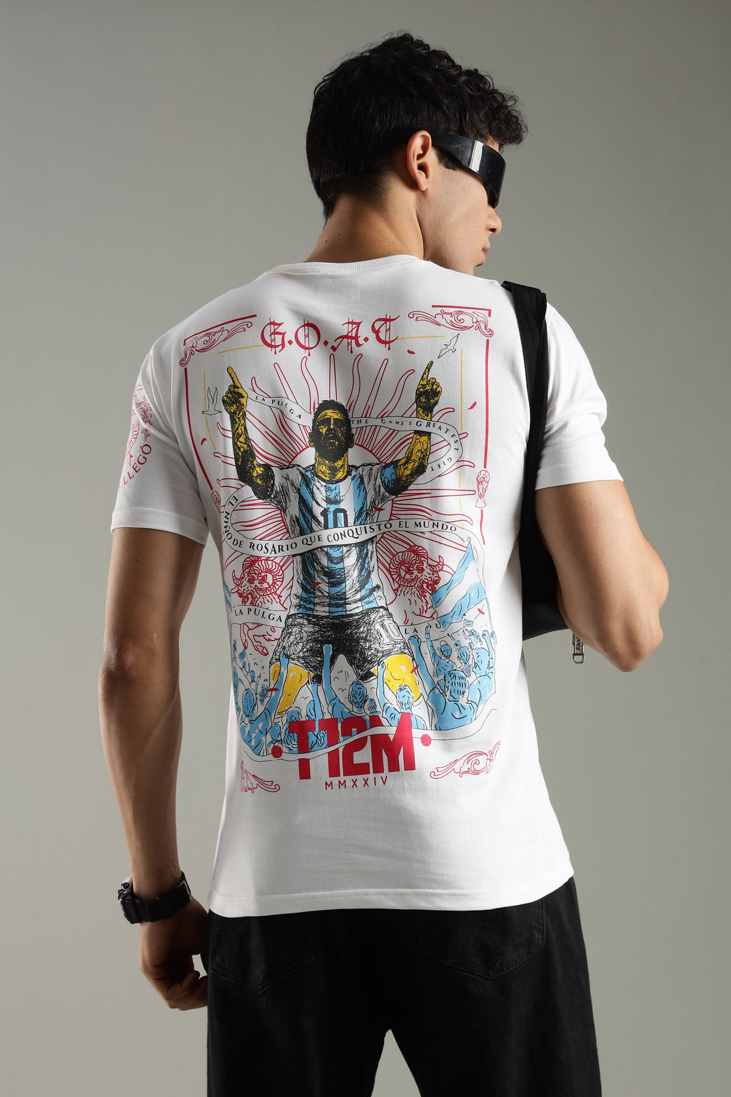 LA PULGA - GOAT EDITION | Lionel Messi | Unisex Regular Fit Graphic T-Shirt | 180 GSM Biowashed Cotton