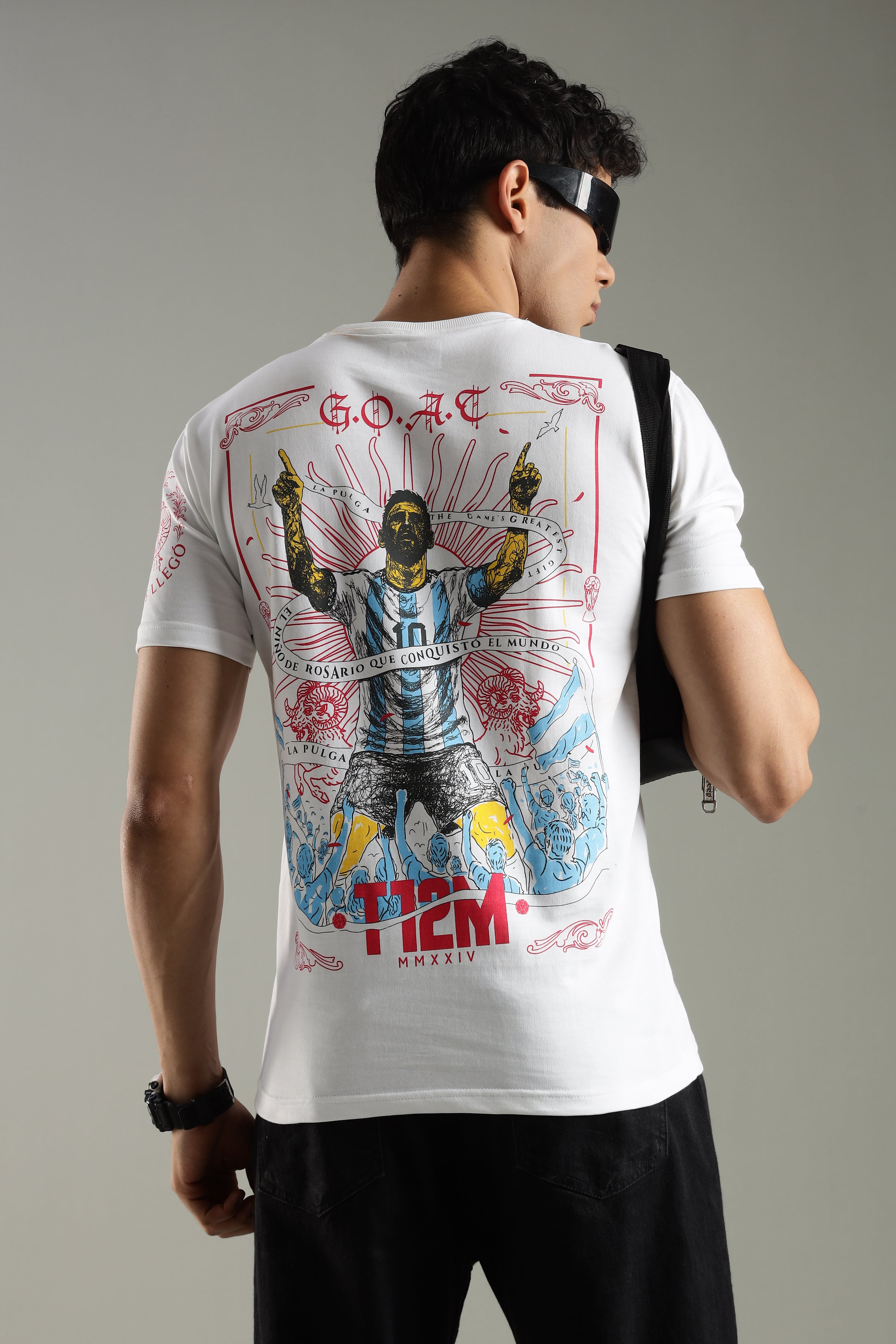 LA PULGA - GOAT EDITION | Lionel Messi | Unisex Regular Fit Graphic T-Shirt | 180 GSM Biowashed Cotton
