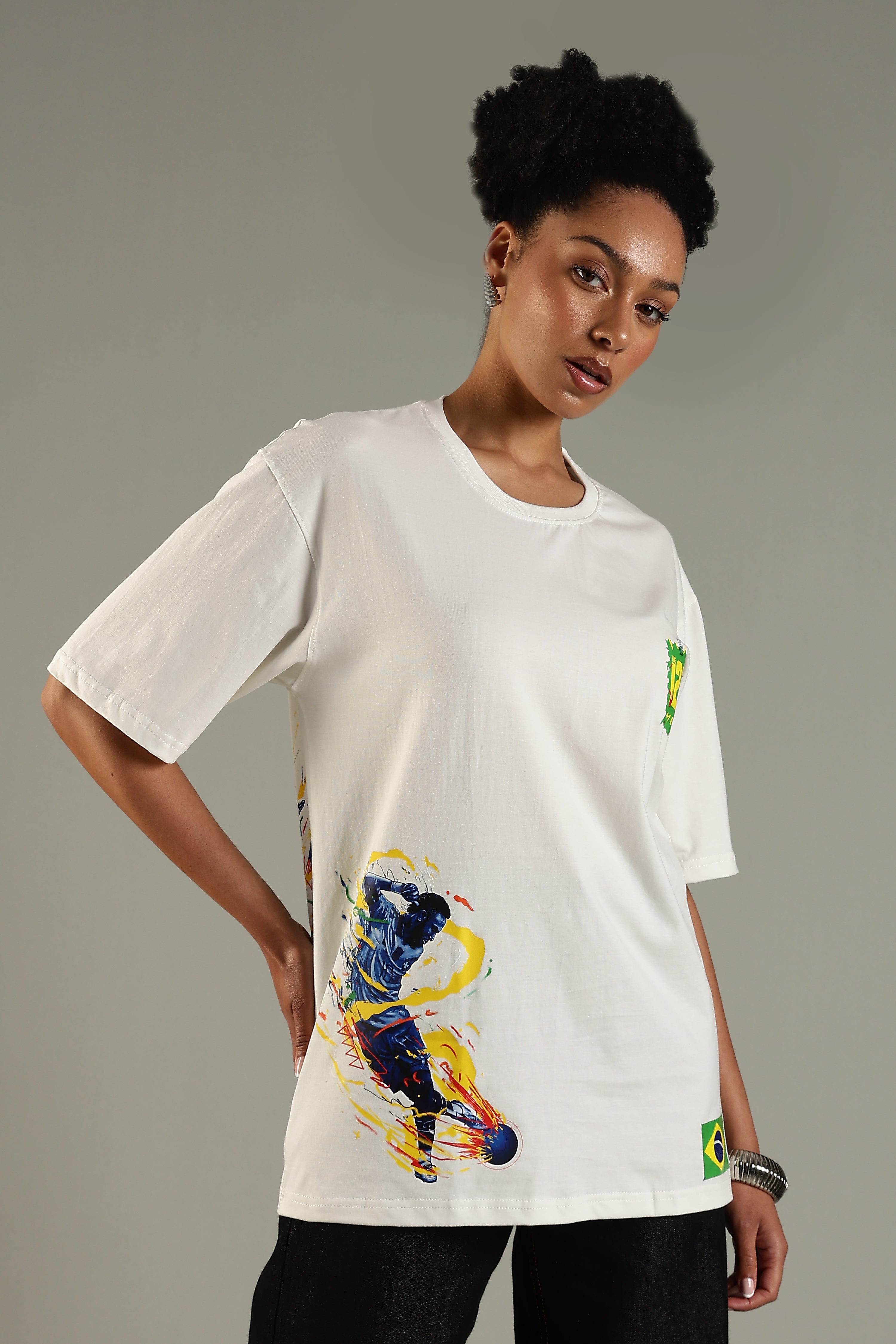 O MENINO | Neymar | Unisex Oversized Graphic T-Shirt | Drop-Shoulder | 180 GSM Biowashed Cotton