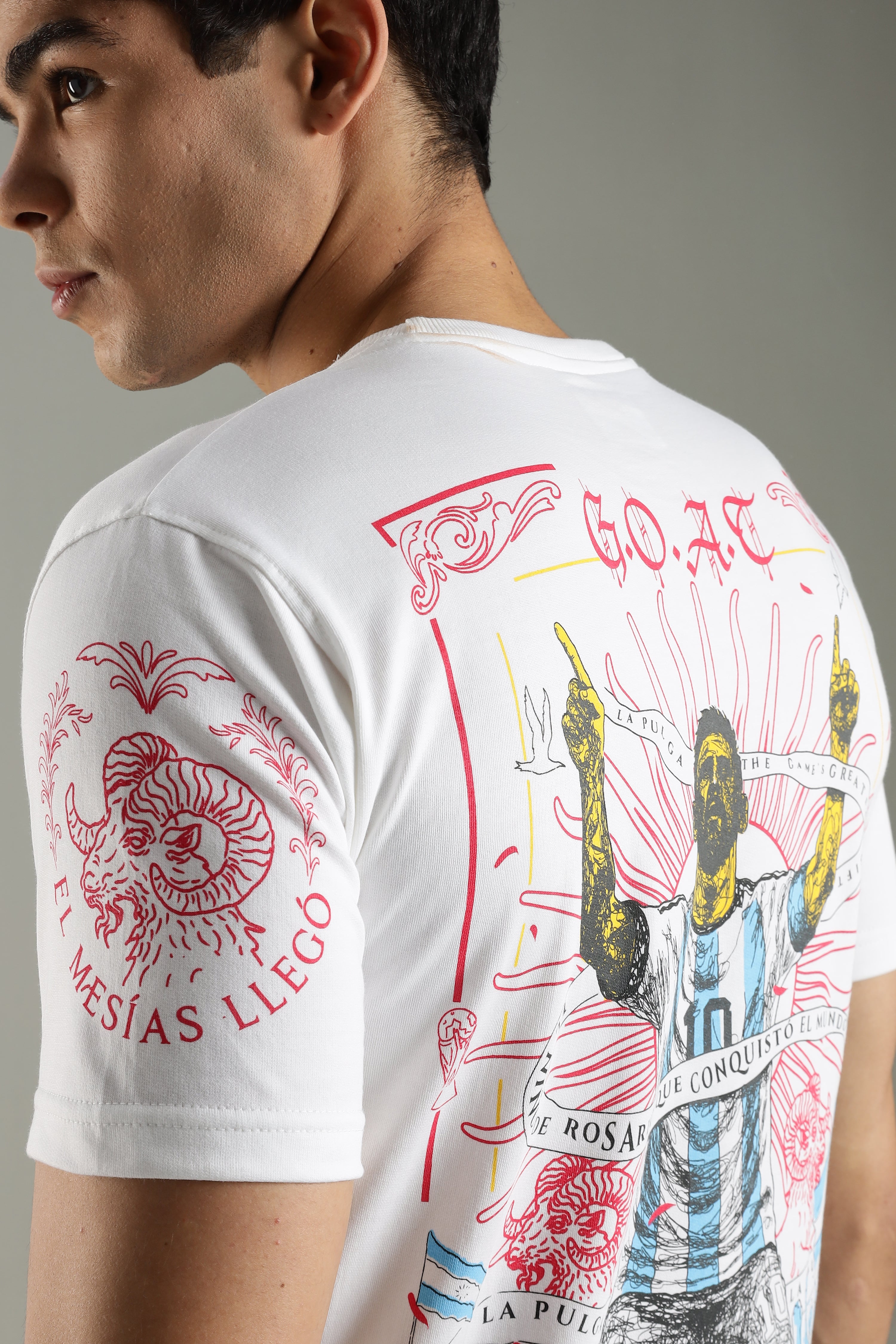 LA PULGA - GOAT EDITION | Lionel Messi | Unisex Regular Fit Graphic T-Shirt | 180 GSM Biowashed Cotton