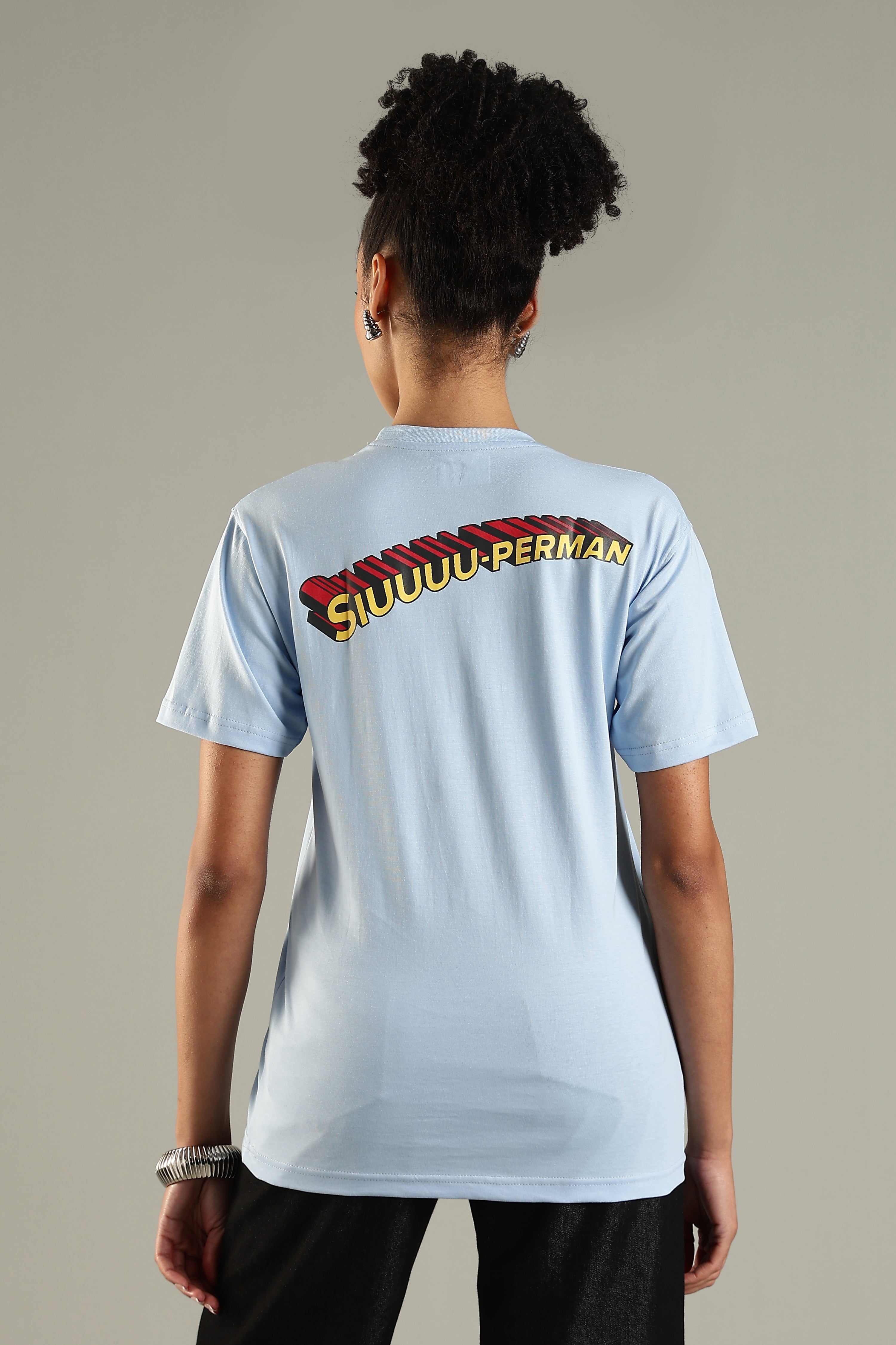 SIUUU-PERMAN | Cristiano Ronaldo | Unisex Regular Fit Graphic T-Shirt | 180 GSM Biowashed Cotton