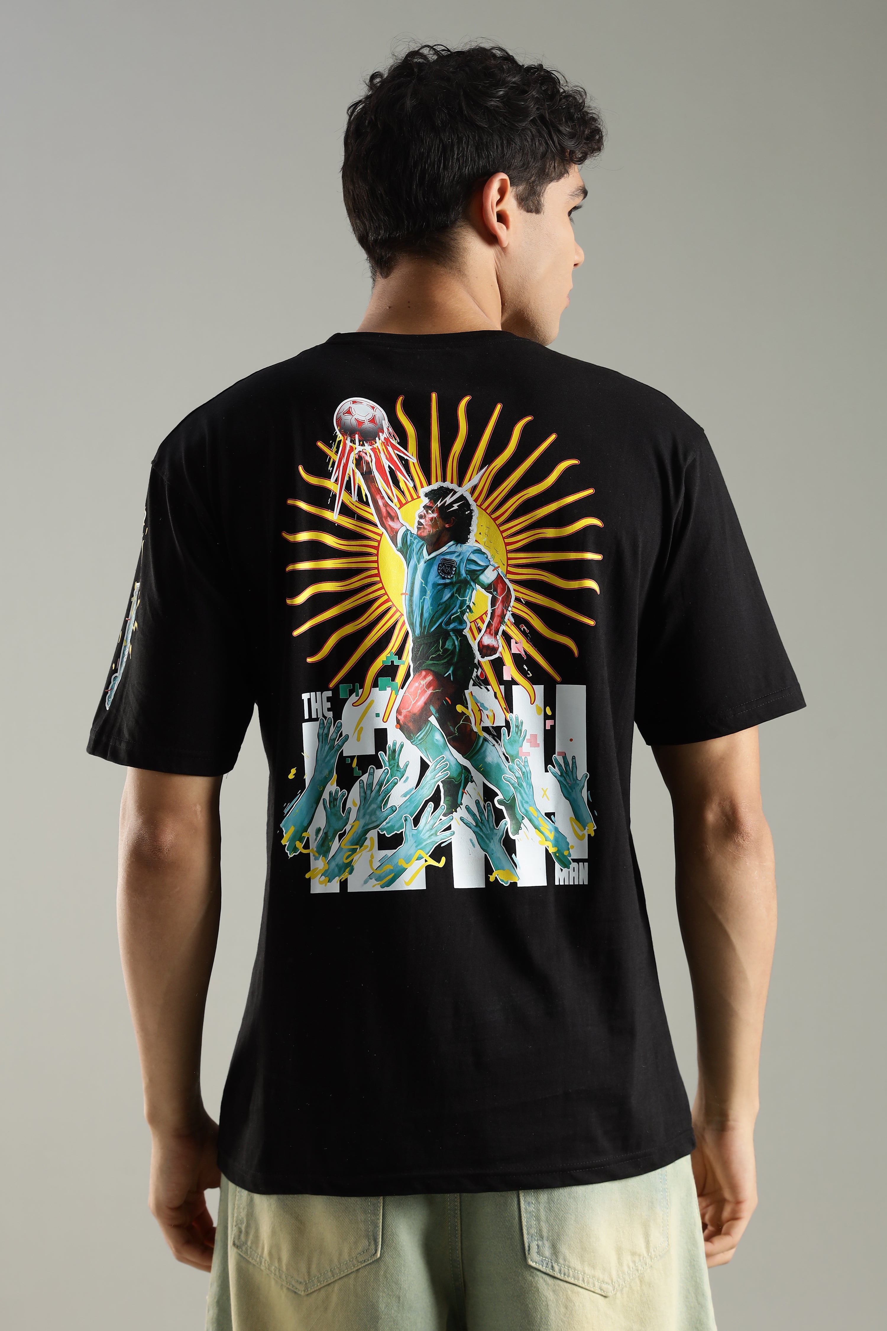 EL DIOS – HAND OF GOD | Maradona | Unisex Oversized Graphic T-Shirt | Drop-Shoulder | 180 GSM Biowashed Cotton